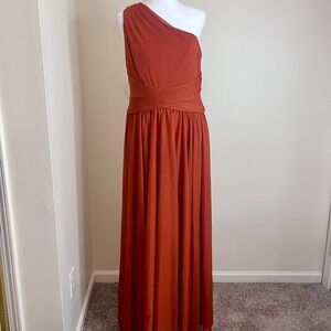 Celebrate David’s Bridal DB Studio Women’s Chic One-Shoulder Terracotta Dress